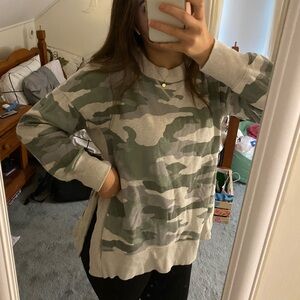 Aerie Green Camo Turtleneck Sweater